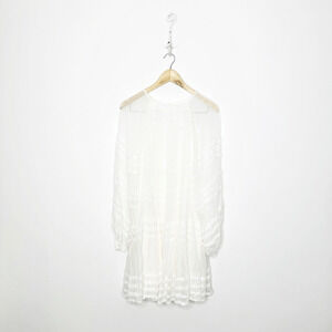 MAGALI PASCAL Amaia Tiered Trapeze Dress white sheer blouson sleeves womens S